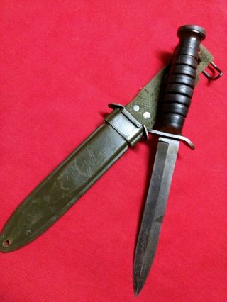 WWII US M3 TRENCH FIGHTING KNIFE & M8 SCABBARD 5
