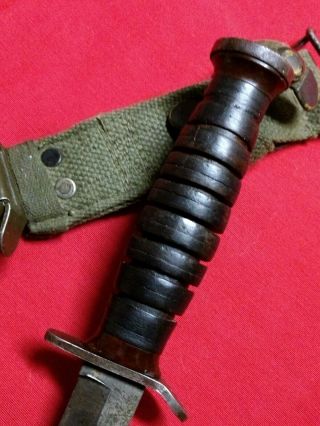 WWII US M3 TRENCH FIGHTING KNIFE & M8 SCABBARD 7