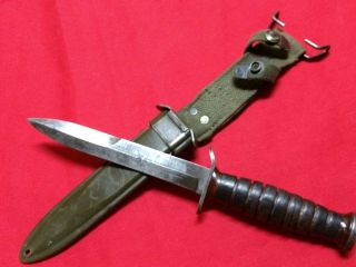 WWII US M3 TRENCH FIGHTING KNIFE & M8 SCABBARD 8
