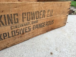 Lg.  Wooden Explosives Crate King Powder Co.  Cincinnati Ohio Wood Box Dangerous 3