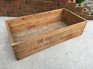 Lg.  Wooden Explosives Crate King Powder Co.  Cincinnati Ohio Wood Box Dangerous 4