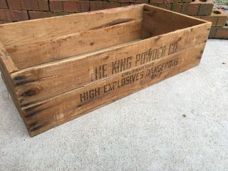 Lg.  Wooden Explosives Crate King Powder Co.  Cincinnati Ohio Wood Box Dangerous 6