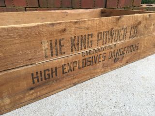 Lg.  Wooden Explosives Crate King Powder Co.  Cincinnati Ohio Wood Box Dangerous 7