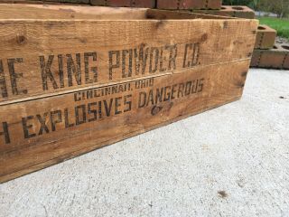 Lg.  Wooden Explosives Crate King Powder Co.  Cincinnati Ohio Wood Box Dangerous 8