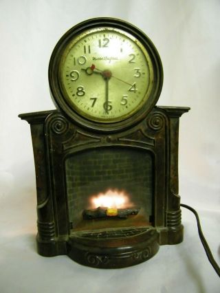 Vintage Mastercrafters Fireplace Motion Clock Model 272