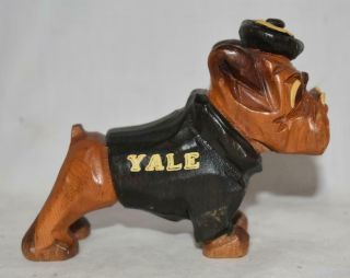 Carter Hoffman Carved Wood Yale Mascot Bulldog Figurine