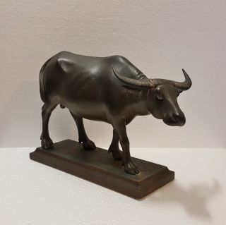 Exceptional 19th Chinese Hand Carved Wood Water Buffalo. 2