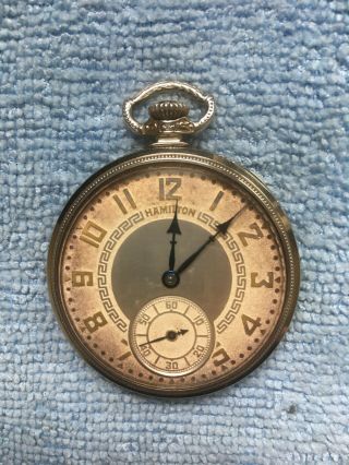 1926 Hamilton 12s 17j Pocket Watch In 14k Gf Hamilton Case