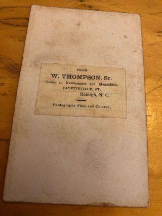 1860s Civil War CDV “daily Bread Prayer” W.  Thompson Sr.  Raleigh North Carolina 3