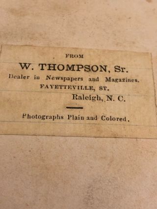 1860s Civil War CDV “daily Bread Prayer” W.  Thompson Sr.  Raleigh North Carolina 4