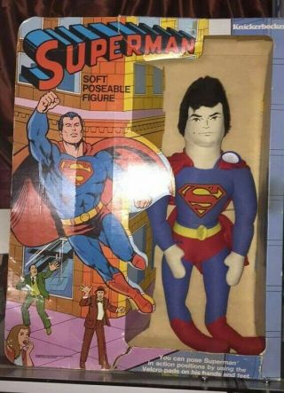 Superman Knickerbocker Doll Figure 1978 Plush Poseable Vintage Display 20 " Statu
