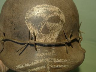 M - 40 German helmet.  ww2.  Size 64.  Totenkopf.  Barbed wire. 11
