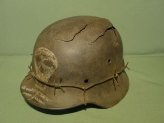 M - 40 German helmet.  ww2.  Size 64.  Totenkopf.  Barbed wire. 2