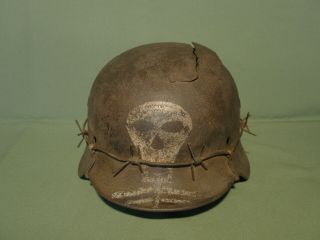 M - 40 German helmet.  ww2.  Size 64.  Totenkopf.  Barbed wire. 3