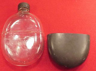 Vintage 1800’s Civil War Era 6 Inch Glass Pewter Cup Whiskey Flask Pumpkin Seed