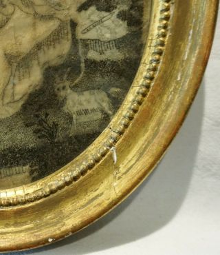 SMALL EARLY 19TH CENTURY OVAL SILK WORK OF A MAIDEN & HER PET GOAT - c.  1840 7