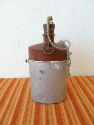 Vintage 1914,  S F.  Merker & Co Baden Swiss Army Military Bottle Aluminum Canteen