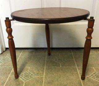 Vintage Mid - Century Danish Modern Round Nesting Stacking Tables Set,  Tripod Stand 5