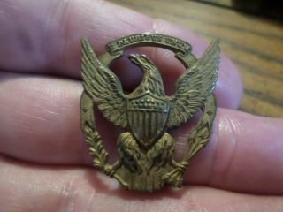 Antique Circa Civil War Era Brass Eagle Officers Hat Badge C - Clasp Back Military