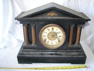 Vintage Shelf Mantle Clock Wood Case Parts Repair Restore Sessions Large Black