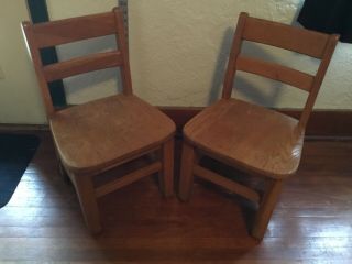 Vintage Childs Oak Solid Wood School Chairs