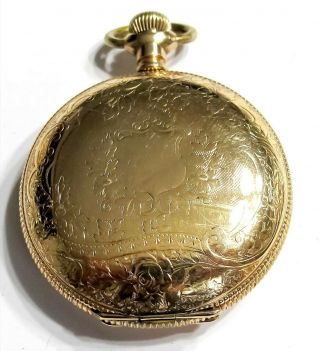 SCARCE 14KGF 18S - ILLINOIS - THE COMMODORE - 17J HUNTERS POCKET WATCH (T7) 3