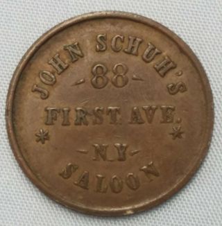CIVIL WAR 1863 INDIAN HEAD Token COIN JOHN SHUH ' S YORK SALOON A049 2
