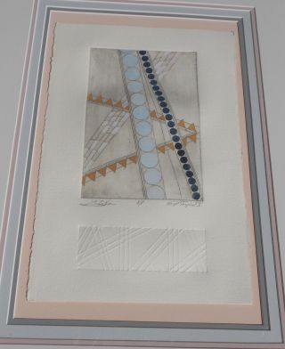 Vintage A/p Modern Print Frank Lloyd Wright Inspired Signed Titled & Framed