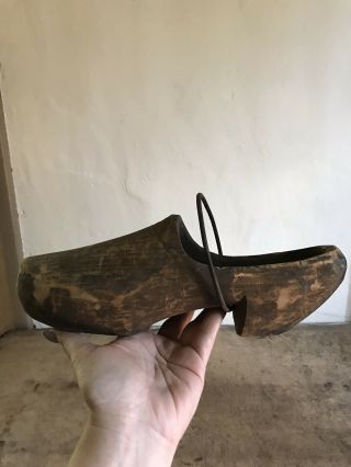 Best Early Antique Large Hand Carved Wooden Shoe Patina Aafa