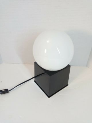 Vtg Mid - Century Mod Space Age Atomic Ball & Cube Desk Table Lamp B&w Rare Mcm