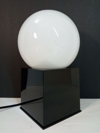 Vtg Mid - Century Mod Space Age ATOMIC Ball & Cube Desk Table Lamp B&W Rare MCM 2