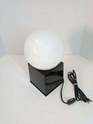 Vtg Mid - Century Mod Space Age ATOMIC Ball & Cube Desk Table Lamp B&W Rare MCM 5