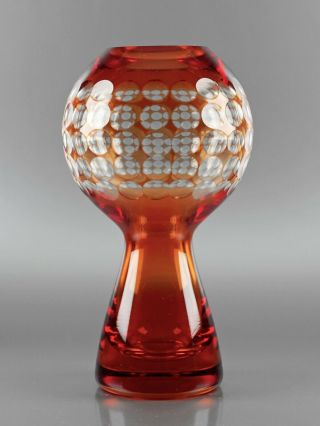German Retro Glass 17 - Harzkristall Marita Voight 70s Space Age Tv Tower Vase