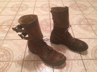 AUTHENTIC Pair WW2 WWII US Army Combat Boots Double Buckle 8 1/2 C 3