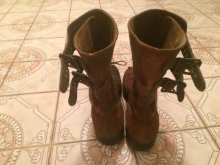 AUTHENTIC Pair WW2 WWII US Army Combat Boots Double Buckle 8 1/2 C 5