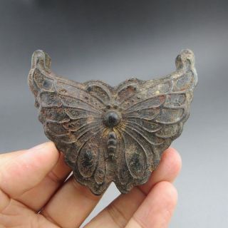 China,  Jade,  Hongshan Culture,  Natural Black Magnet,  Butterfly,  Pendant B7
