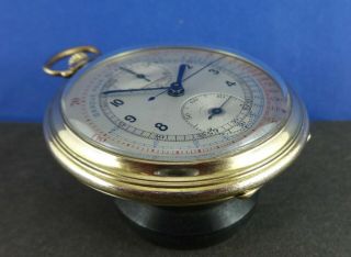 Antique GIRARD PERREGAUX Chronograph Gold Plated 50mm Pocket Watch 6