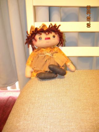 Primitive Raggedy Annie with Vintage Tag & Rusty Star 3