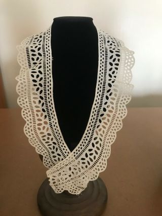 Stunning Antique Handmade Needlework Cutwork Collar 34 " By 2 1/4 "