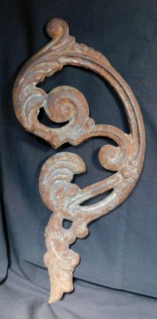 Antique Victorian Cast Iron Garden Urn Ornate Handle Ear Only Baroque Pedestal