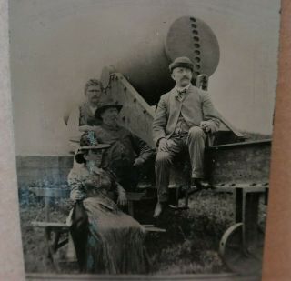 19thc Antique Civil War Fort Coastal Gun Rodman Cannon Tintype Photograph Photo