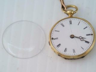 ANTIQUE RARE MINIATURE SOLID 18K GOLD ENAMEL KEY WIND POCKET WATCH $9.  99 10