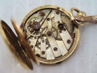 ANTIQUE RARE MINIATURE SOLID 18K GOLD ENAMEL KEY WIND POCKET WATCH $9.  99 9