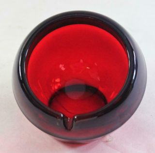 Mid - Century Modern Ruby Red Glass Orb Globe Ashtray