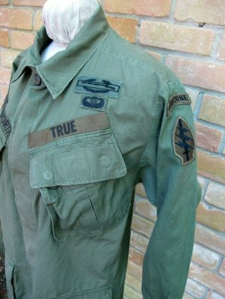 Vintage 1968 Vietnam War Special Forces Named Us Army Rip Stop Fatigue Small