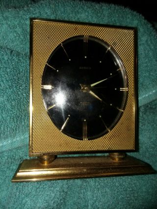 Vintage Semca 8 Days 7 Jewels Alarm Clock - Black - Face - Parts Only