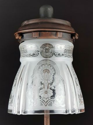 Victorian Etched Glass Gas Kerosene Oil Paraffin Mantle Lamp Shade Fits Tilley