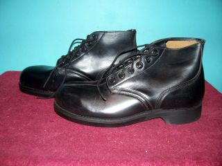 Vietnam Era (69) Air Force / Navy 3/4 Black Leather Safety Shoes 8 1/2 R Uniss.