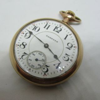 Hampden 21 Jewel Rr Pocket Watch Grade 105 Gold Filled Case,  Sharp Runs Well