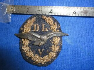 Ww2 German Dlv Embroidered And Metal Badge